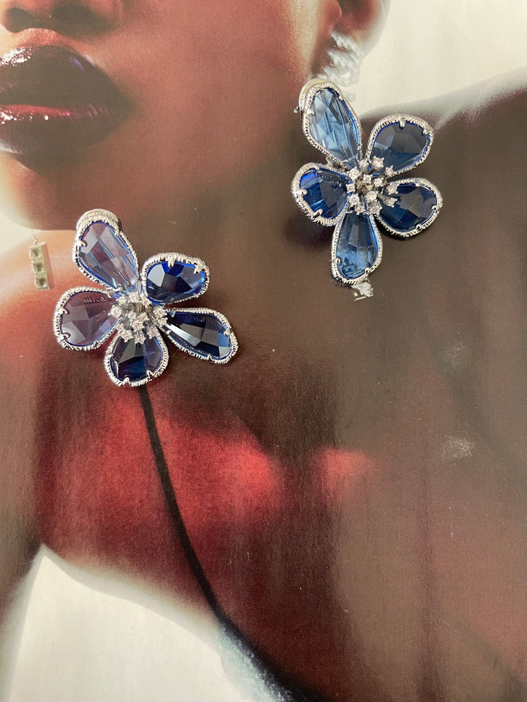 Earring Blue Flower