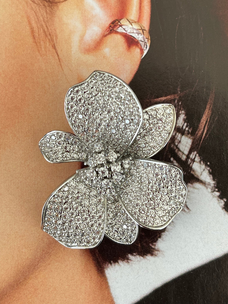 Earring, Silver Flowers